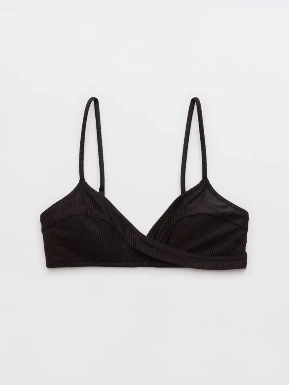 Aerie Shine Rib Twist Scoop Bikini Top NWT M